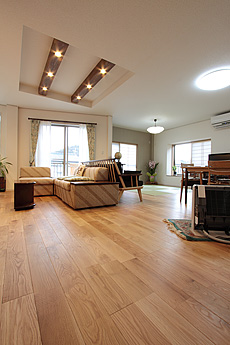 ホワイト オーク 無垢フローリング　施工写真