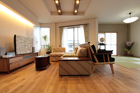 ホワイト オーク 無垢フローリング　施工写真