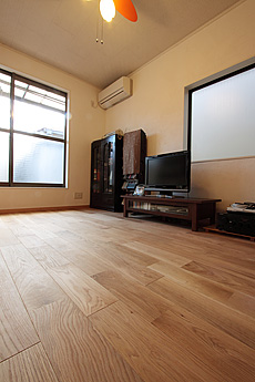 ホワイト オーク 無垢フローリング　施工写真