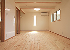 パイン　無垢フローリング　施工写真