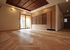 国産 山桜（本桜） ヘリンボーン フローリング　施工写真