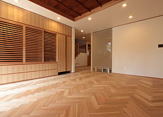 国産 山桜（本桜）ヘリンボーン フローリング 施工写真