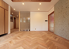 国産 山桜（本桜） ヘリンボーン フローリング　施工写真