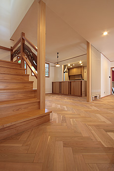 国産 山桜（本桜） ヘリンボーン フローリング　施工写真