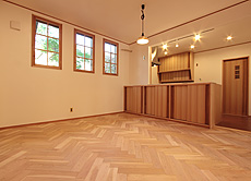 国産 山桜（本桜） ヘリンボーン フローリング　施工写真