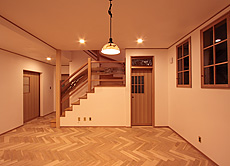 国産 山桜（本桜） ヘリンボーン フローリング　施工写真