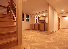 国産 山桜（本桜） ヘリンボーン フローリング　施工写真