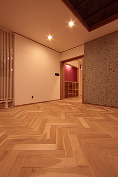 国産 山桜（本桜） ヘリンボーン フローリング　施工写真