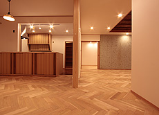 国産 山桜（本桜） ヘリンボーン フローリング　施工写真