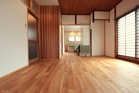 山桜（本桜）　無垢フローリング　施工写真