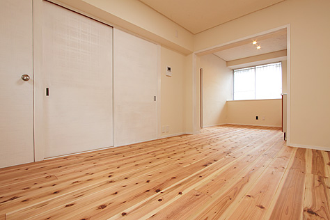 杉（すぎ）無垢フローリング　施工写真