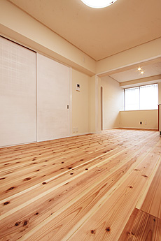 杉（すぎ）無垢フローリング　施工写真