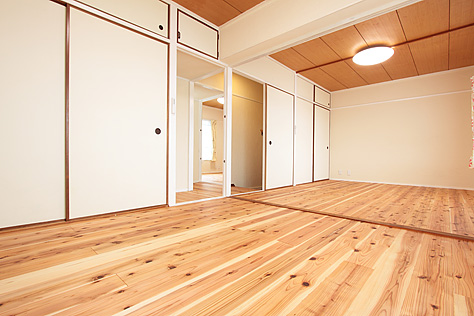 杉（すぎ）無垢フローリング　施工写真