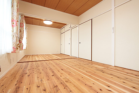 杉（すぎ）無垢フローリング　施工写真