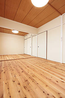 杉（すぎ）無垢フローリング　施工写真