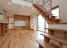 タモ（アッシュ） 無垢フローリング 施工イメージ