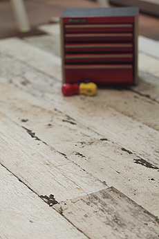 ヴィンテージ オーク ホワイト　無垢フローリング　施工イメージ