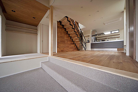 鬼くるみ（ウォールナット） 無垢フローリング　施工写真