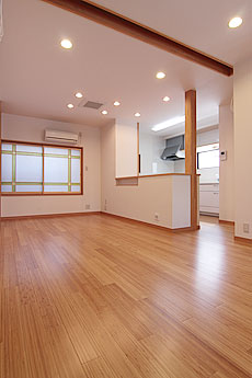 竹（バンブー）無垢フローリング　施工写真