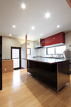 竹（バンブー）無垢フローリング　施工写真