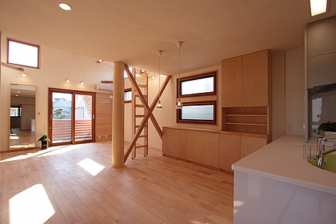 樺（カバ/バーチ）無垢フローリング　施工写真