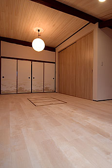 樺（カバ/バーチ）無垢フローリング　施工写真