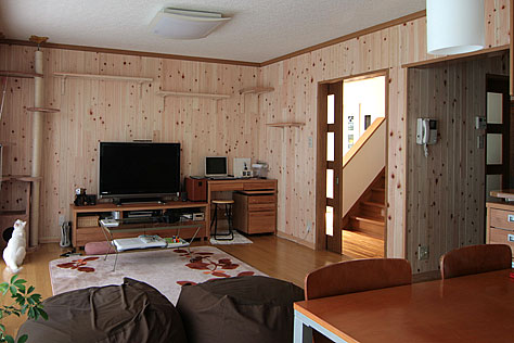 桧（ひのき）　無垢羽目板　施工写真