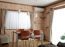 桧（ひのき） 無垢羽目板（節あり） 施工写真