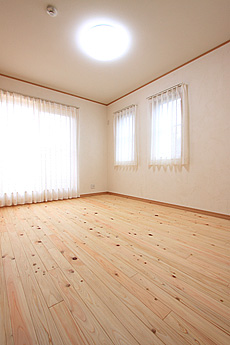 桧（ひのき）無垢フローリング　施工写真