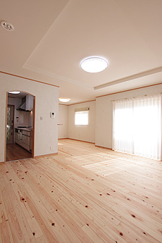 桧（ひのき）無垢フローリング　施工写真