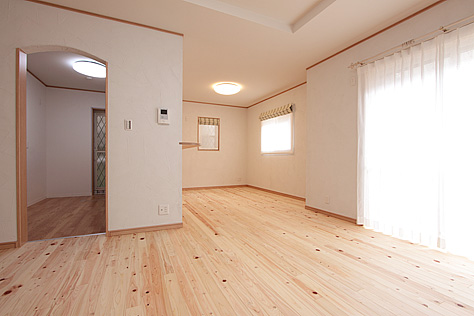 桧（ひのき）無垢フローリング　施工写真