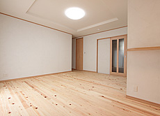 桧（ひのき）無垢フローリング　施工写真