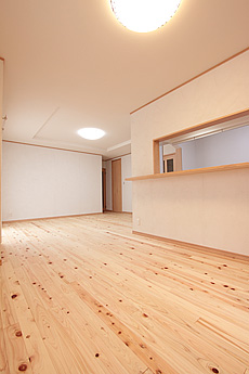 桧（ひのき）無垢フローリング　施工写真