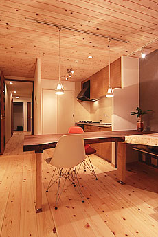 桧（ひのき）無垢フローリング　施工写真