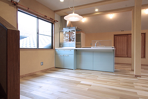 国産　朴の木（ホオノキ） 無垢フローリング　施工写真