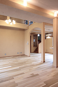 国産　朴の木（ホオノキ） 無垢フローリング　施工写真