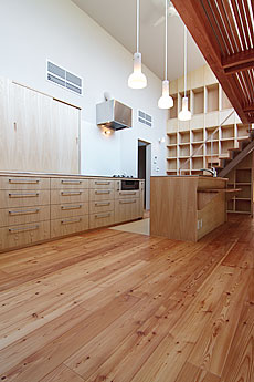 唐松（カラマツ・ラーチ）無垢フローリング　施工写真