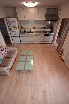 カエデ（メープル）無垢フローリング　施工写真