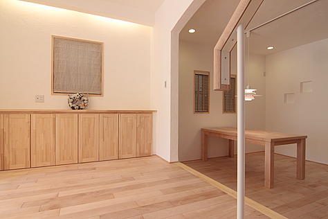 国産　板屋楓（イタヤ カエデ）無垢フローリング　施工写真