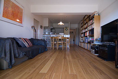 タモ（アッシュ）無垢フローリング　施工写真