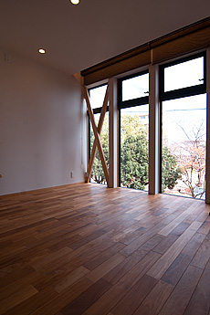 ミャンマー・チーク　無垢フローリング　施工写真