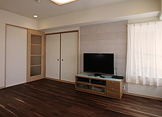 ブラックウォールナット　無垢フローリング　施工写真