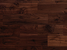 写真：ブラックウォールナット　無垢フローリング　自然OIL WAX塗装・UNI・節あり