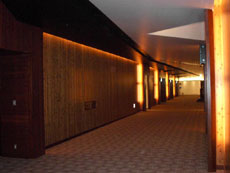 準不燃天然木　施工例(5) ＝ 映画館